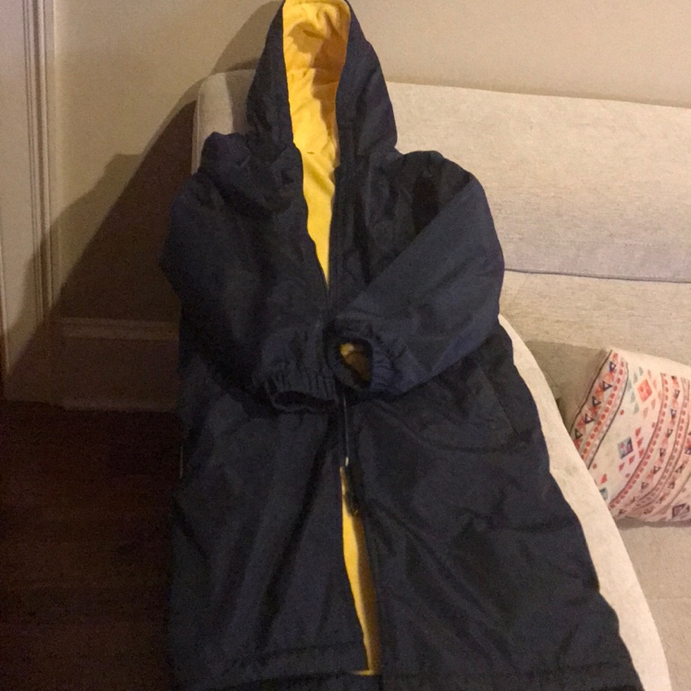 Youth small swim parka navy blue and yellow